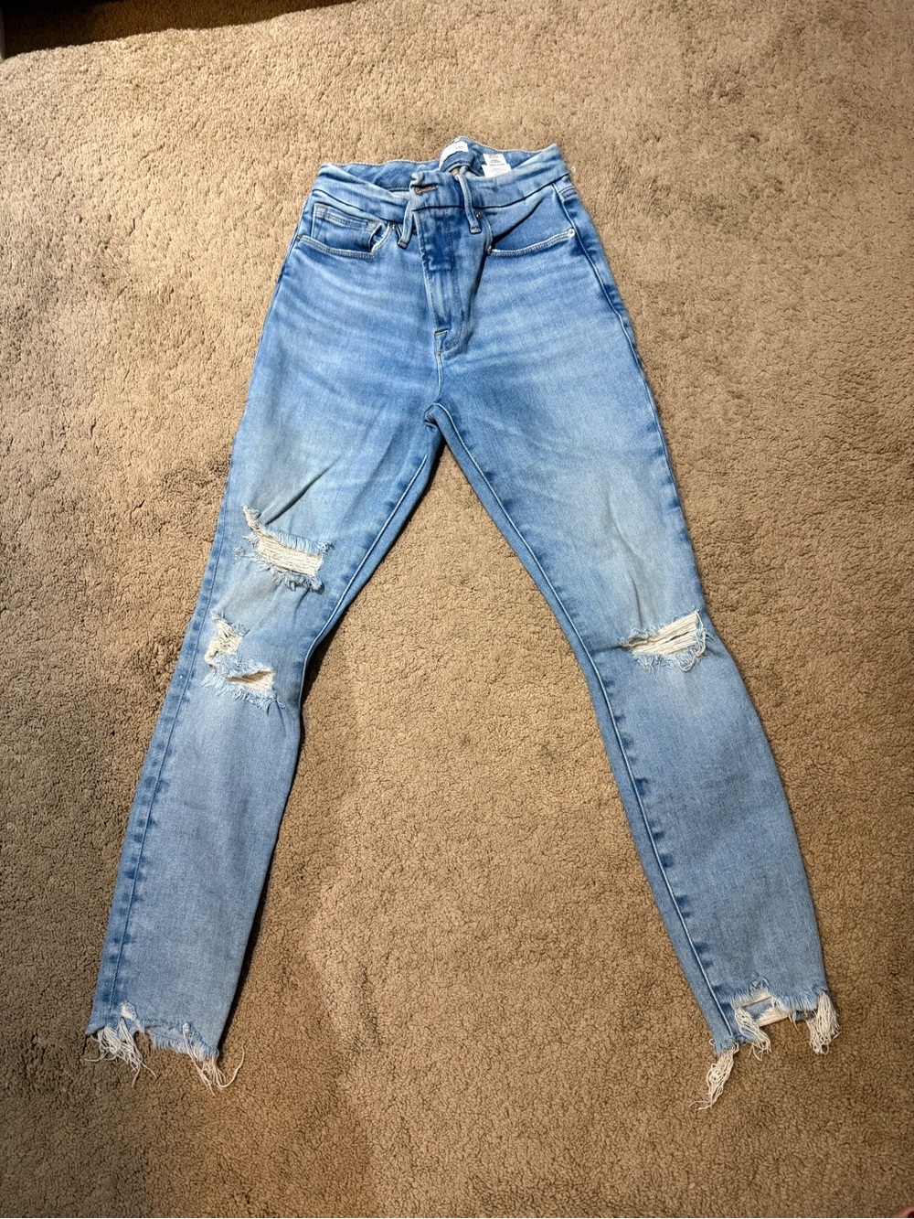 Good American Light Blue Distressed High-Rise Skinny Jeans